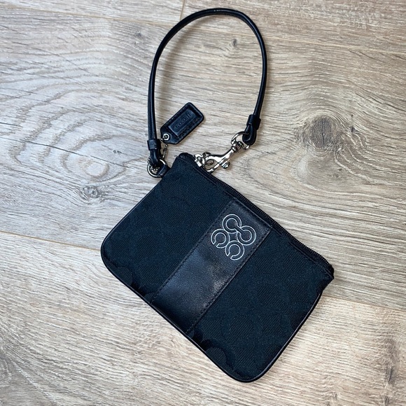 Coach Handbags - Coach Signature Black Canvas Wristlet